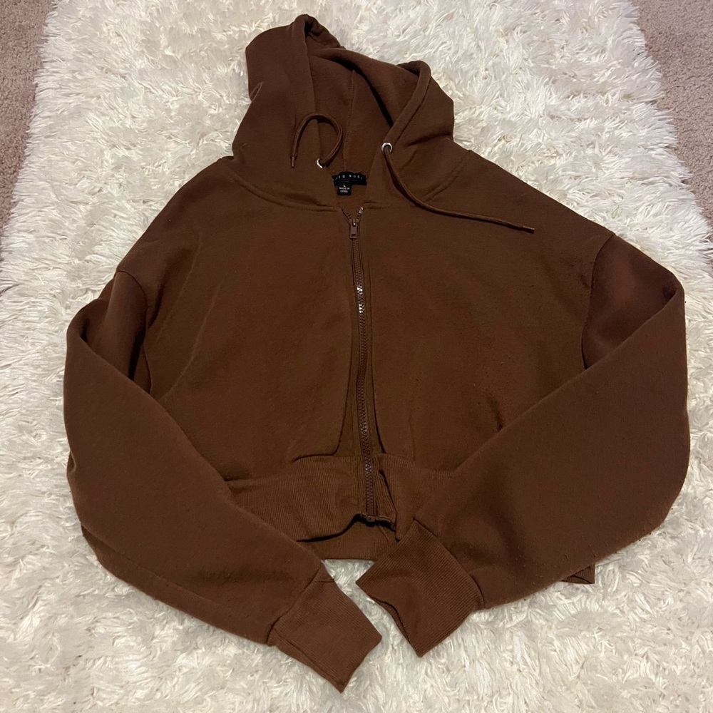 Brown cropped zip up jacket